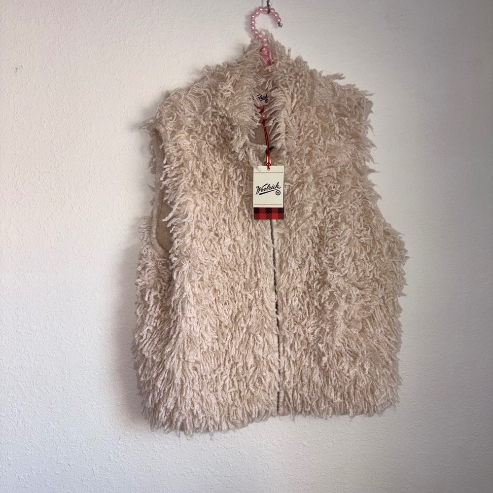 Woolrich‎ Womens Fuzzy Sherpa Vest Cream XXL Full Zip Layering